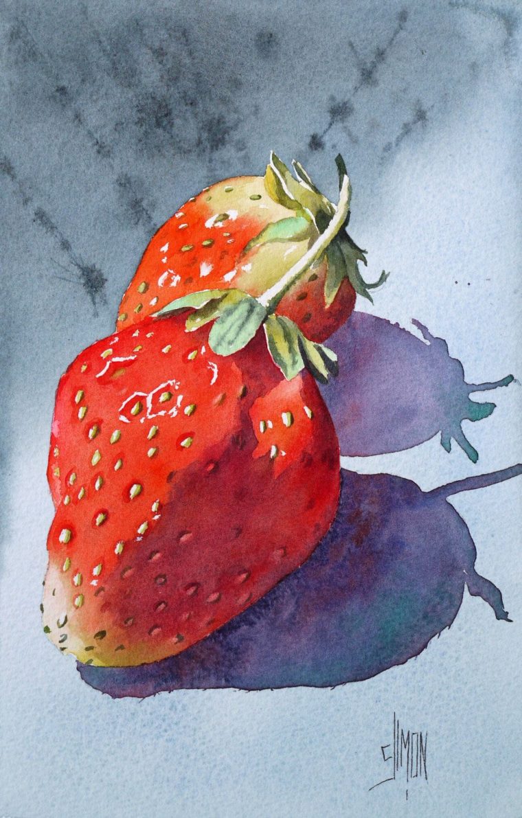 Les Fraises – Pas À Pas À L'Aquarelle  Nourriture Aquarelle, Fruits destiné Dessins De Fraises