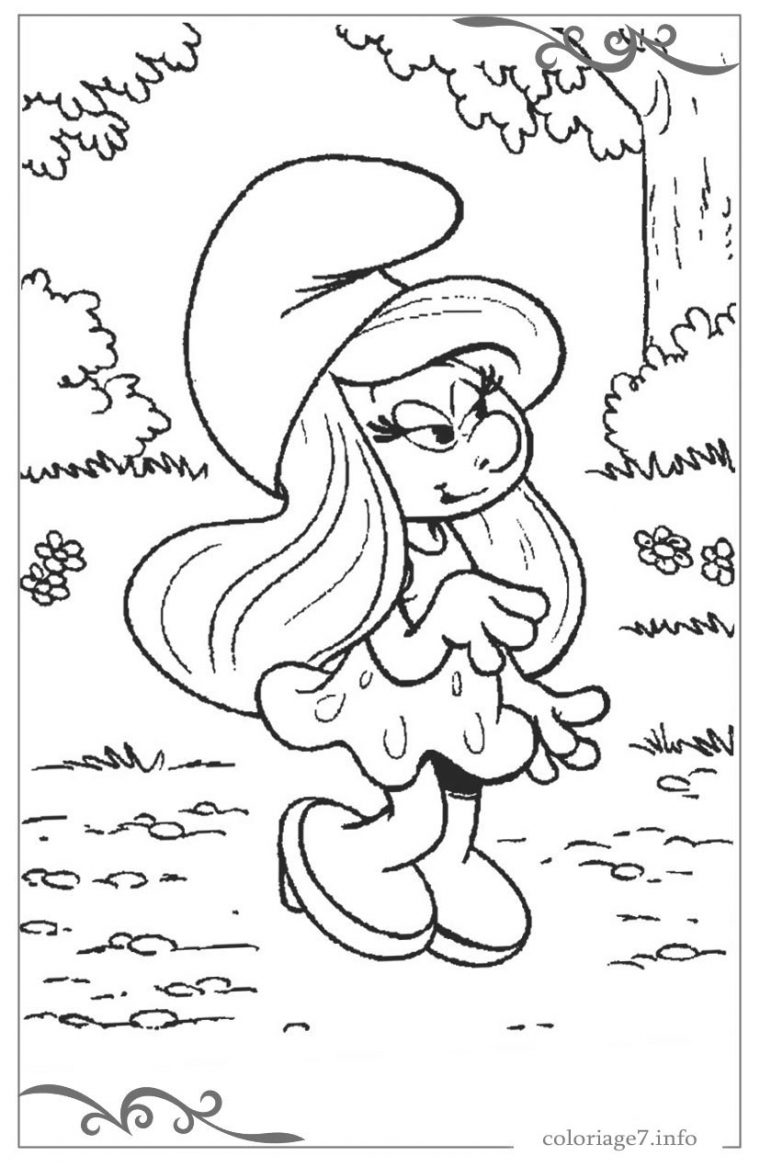 Les Schtroumpfs Coloriages Pour Les Filles A Imprimer Gratuits à Coloriage Fille 4 Ans