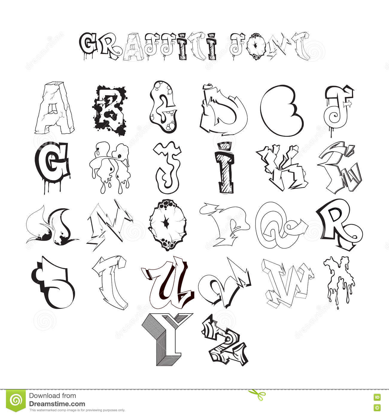 Lettres D&amp;#039;Alphabet De Police De Graffiti Conception De Graffiti De Hip à Lettre Graffiti Modele 