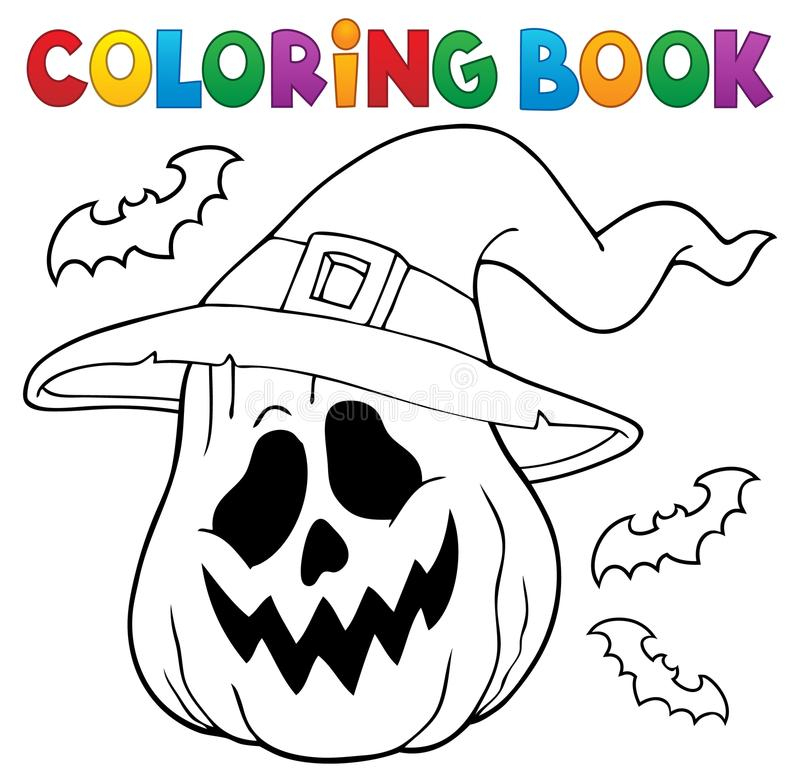 Livre De Coloriage De Halloween Potiron Dans Le Chapeau Illustration De avec Coloriage Potiron