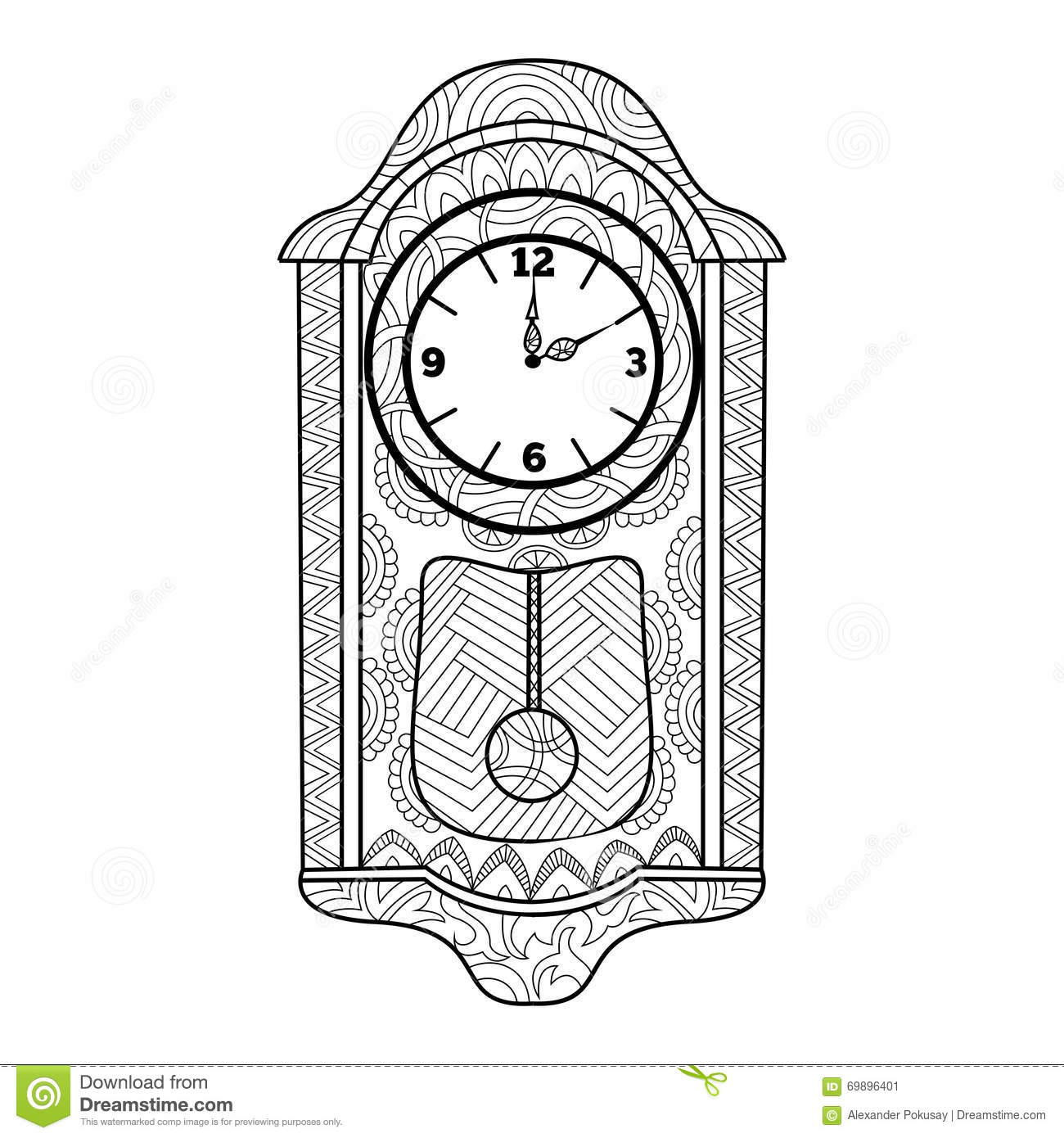 Livre De Coloriage D&amp;#039;Horloge De Pendule Pour Le Vecteur D&amp;#039;Adultes concernant Coloriage Horloge 
