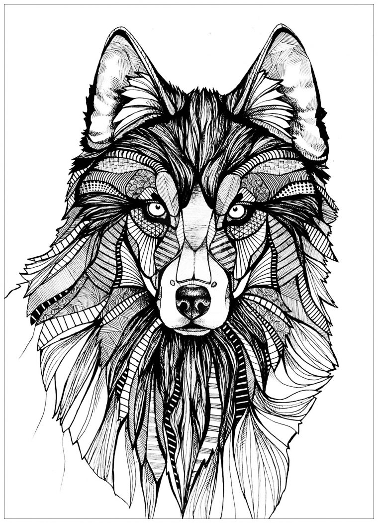 Loup 3 – Loups – Coloriages Difficiles Pour Adultes encequiconcerne Dessin Adulte A Colorier