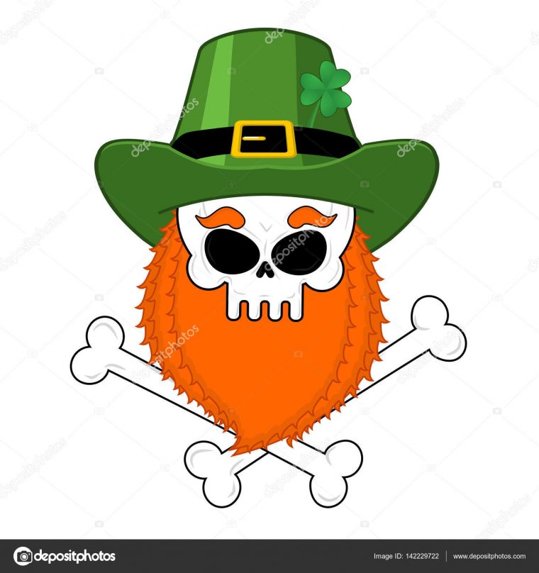 Lutin De Crâne Avec Barbe Rousse. Cap Vert Irlandais. Saint-Patrick encequiconcerne Lutin St Patrick