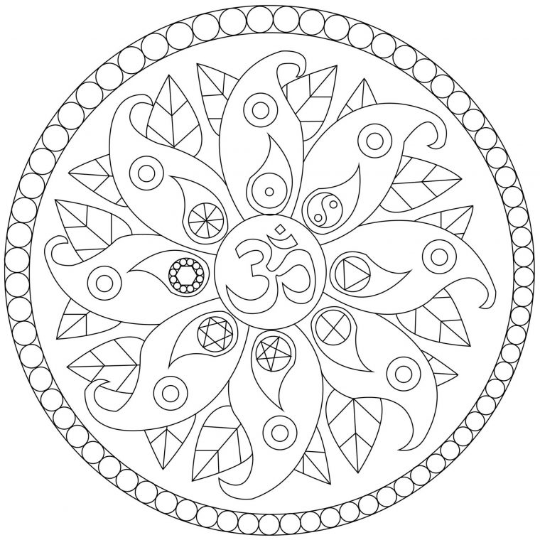 Mandala Avec Symboles De Paix – Mandalas – Coloriages Difficiles Pour concernant Coloriages Mandalas