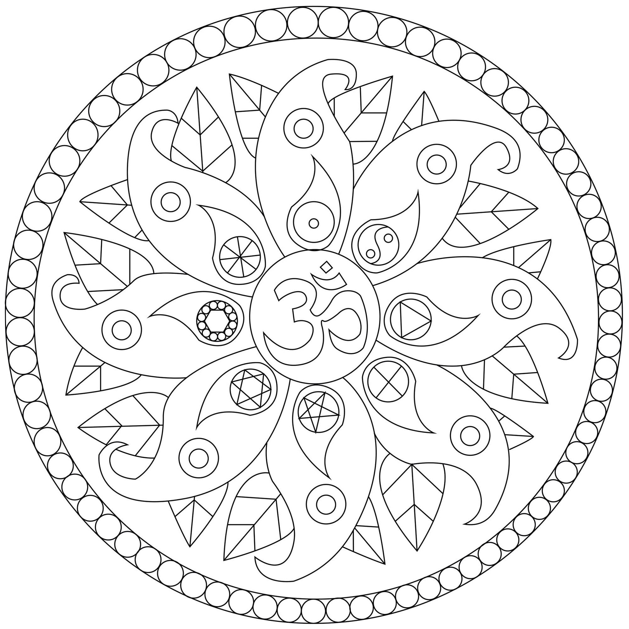 Mandala Avec Symboles De Paix - Mandalas - Coloriages Difficiles Pour concernant Coloriages Mandalas 
