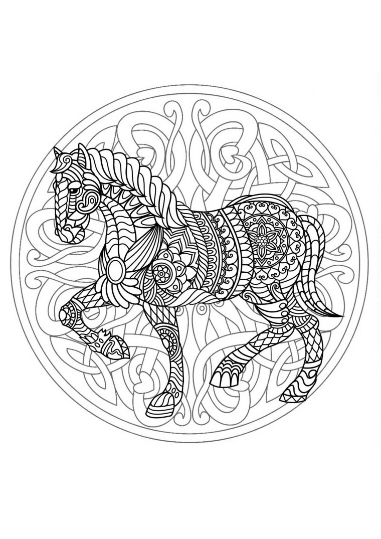 Mandala Cheval 3 – Mandalas – Coloriages Difficiles Pour Adultes concernant Coloriage De Chevaux Gratuit À Imprimer