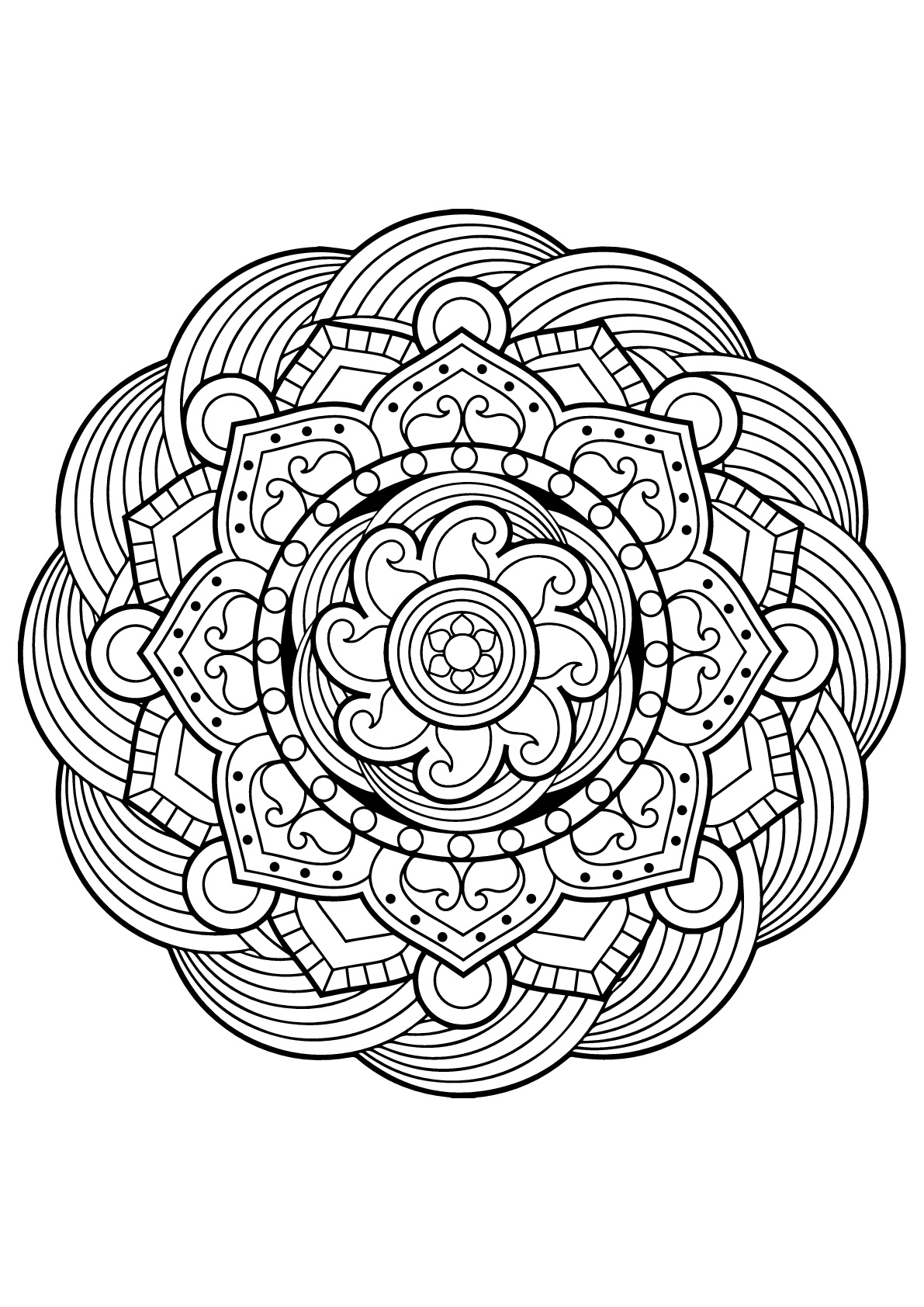 Mandala Complexe Livre Gratuit 5 - Coloriage Mandalas - Coloriages Pour pour Mandala Enfant À Imprimer 