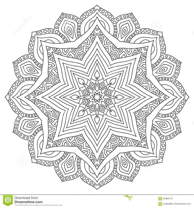 Mandala Ethnique Oriental Modèle Symétrique Rond Coloration encequiconcerne Modele Mandala