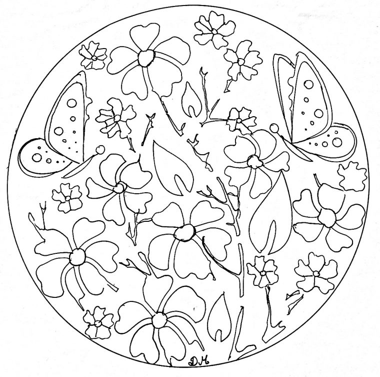 Mandala Facile Fleurs Papillons – Coloriage Mandalas – Coloriages Pour avec Colorier Des Mandalas