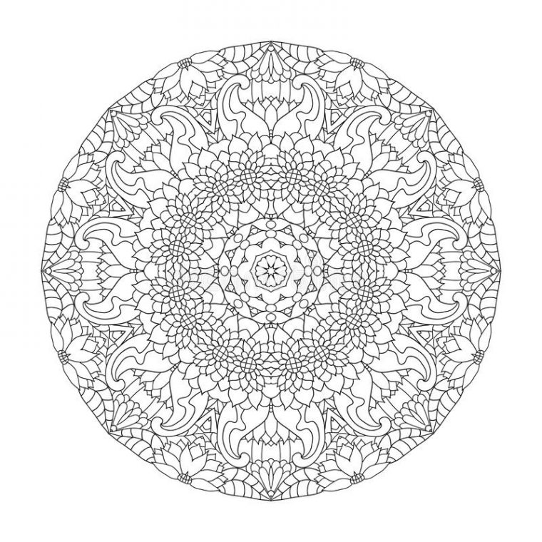 Mandala Floral Modèle Pour Livre De Coloriage Dans Le Vecteur pour Modele De Mandala