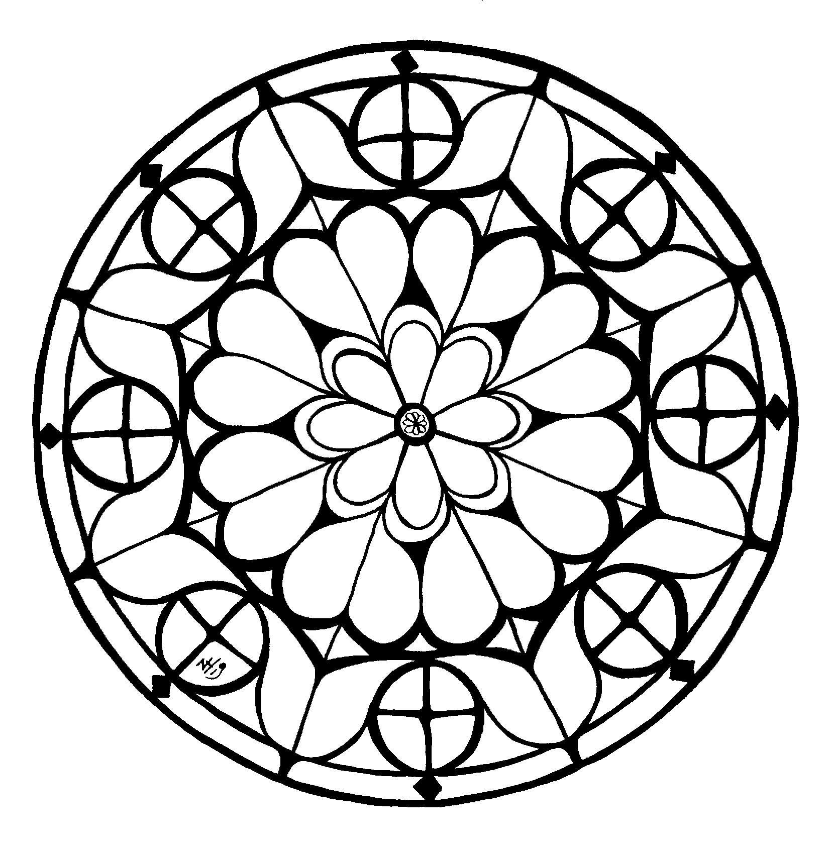 Mandala Inspiré De La Rosace Sud De La Cathédrale D&amp;#039;Evreux - Version 11 pour Dessin Mosaique A Imprimer 