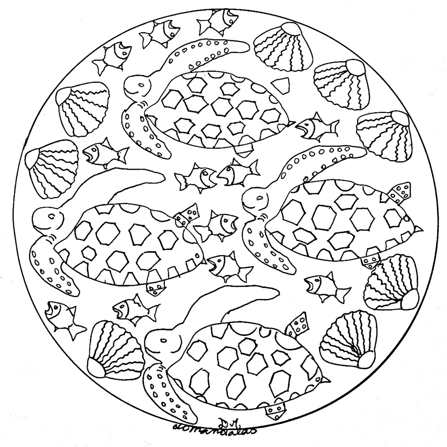 Mandala Poisson En Mer - Mandalas - Coloriages Difficiles Pour Adultes avec Coloriage Animaux De La Mer 