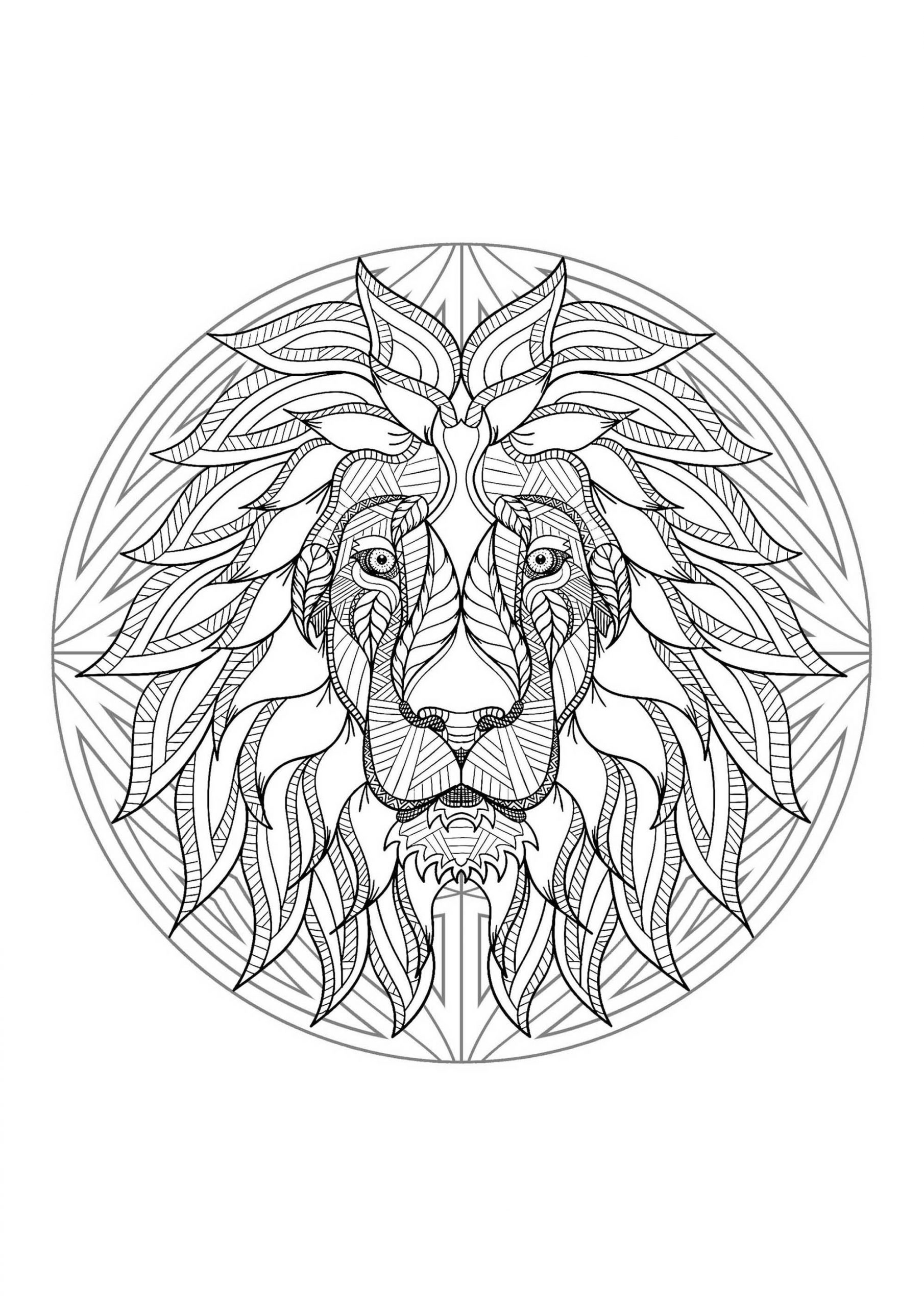 Mandala Tete Lion 4 - Mandalas - Coloriages Difficiles Pour Adultes avec Image Mandala A Imprimer 