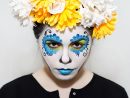 Maquillage Facepainting Tête De Mort Skull Mexicaine Fleurs Frida Kahlo dedans Image Tete De Mort Pour Fille