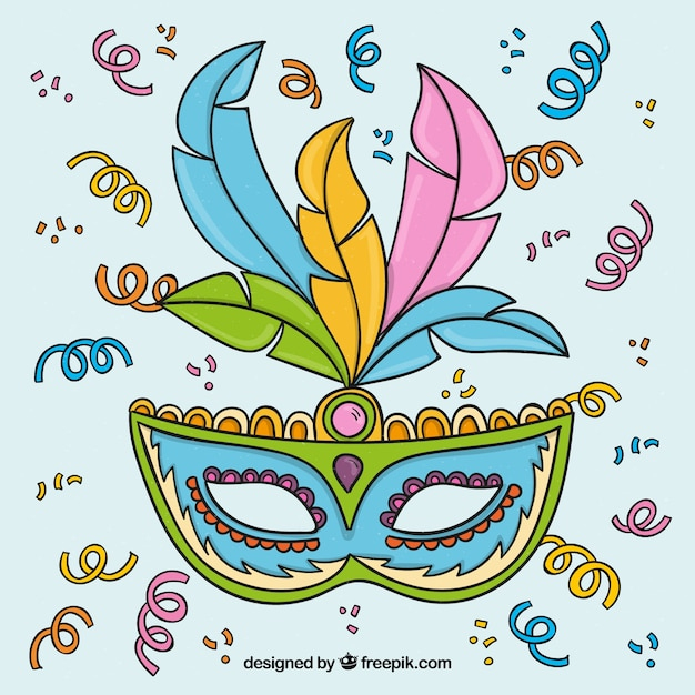 Masque De Carnaval Brésilien Dessiné À La Main  Vecteur Gratuite encequiconcerne Masque De Carnaval Dessin 