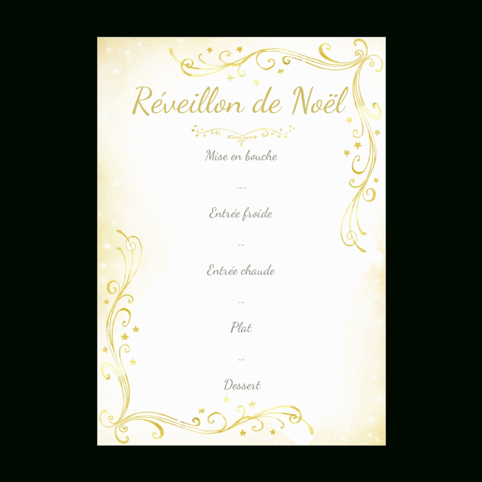 Menu Repas Noel Jaune Etoile Gratuit À Imprimer (Carte 2626) avec Carte De Menu Noel A Imprimer Gratuit 