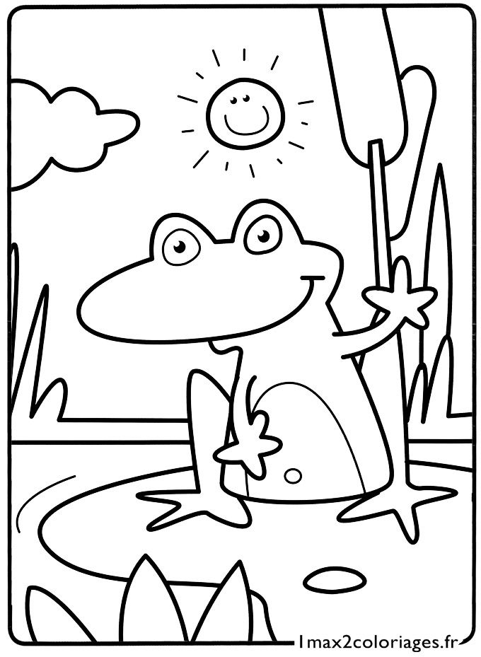 Mes Premiers Coloriages - Une Petite Grenouille Au Bord De L&amp;#039;Étang A tout Dessin Grenouille À Imprimer 