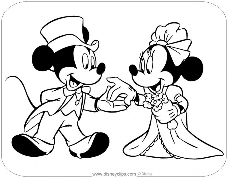 Mickey And Minnie Mouse Wedding Coloring Pages Mickey And Minnie Mouse serapportantà Coloriage Mickey Et Minnie