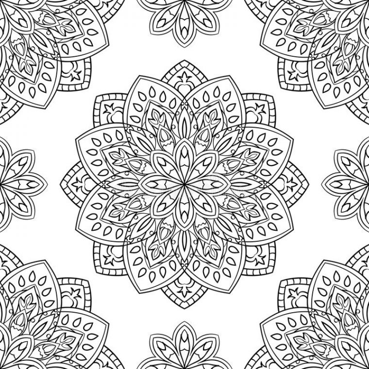 Modèle Avec Les Mandalas Floraux Illustration De Vecteur – Illustration tout Modele Mandala