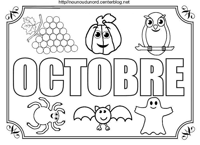 Mois D&amp;#039;Octobre À Colorier À Gommettes destiné Coloriage Septembre 