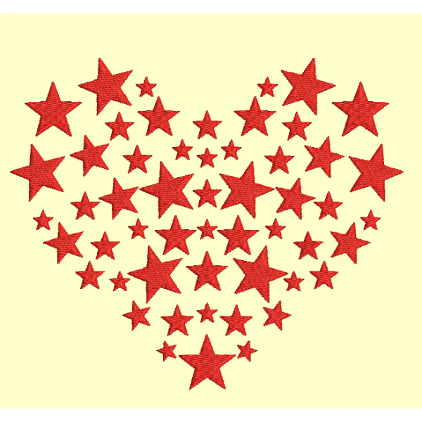 Motif Broderie Coeur Étoiles avec Étoiles Dessins 