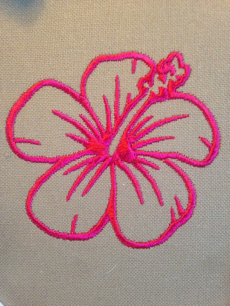 Motif Broderie Machine Fleur Hibiscus Redwork 4 Tailles  Etsy encequiconcerne Motifs Dessins