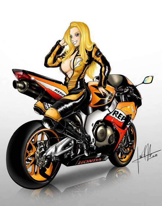 Moto Et Mangas  Anime Motorcycle, Motorcycle Girl, Chicks On Bikes pour Dessin Pin Up Moto