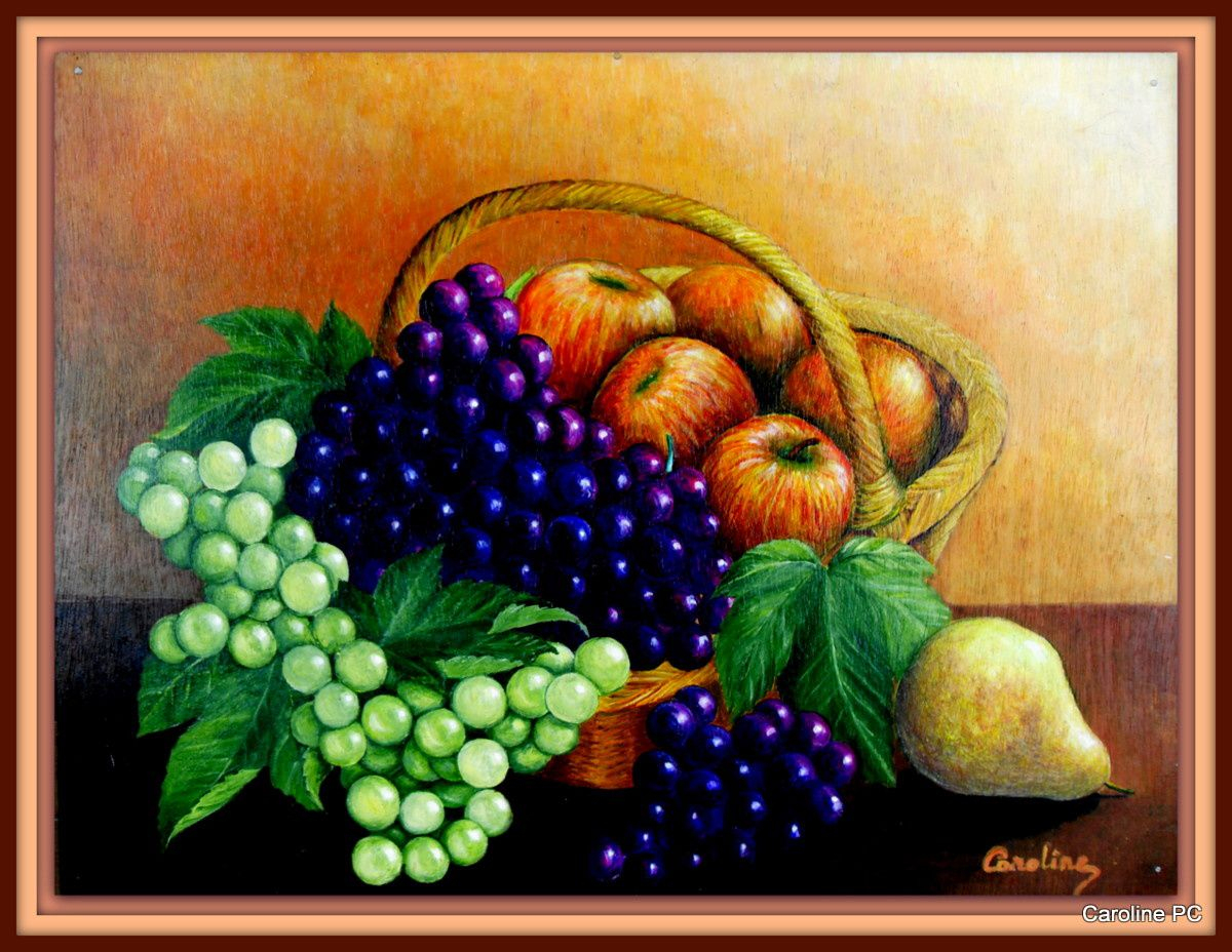 Nature Morte Au Panier De Fruits - Carolinepc40-Peintures.overblog tout Dessin Panier De Fruits 