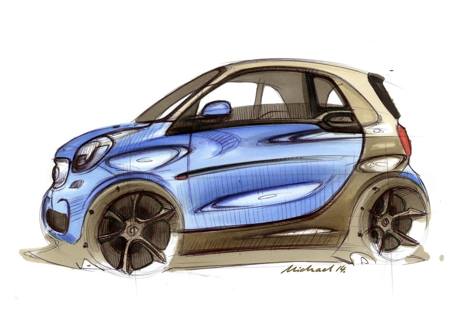 New Smart Fortwo Design Revealed By Leaked Sketches - Autoevolution dedans Auto Dessin 