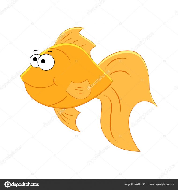 Or De Dessin Animé Mignon Poisson Isolé Sur Fond Blanc. — Image destiné Poisson Dessins