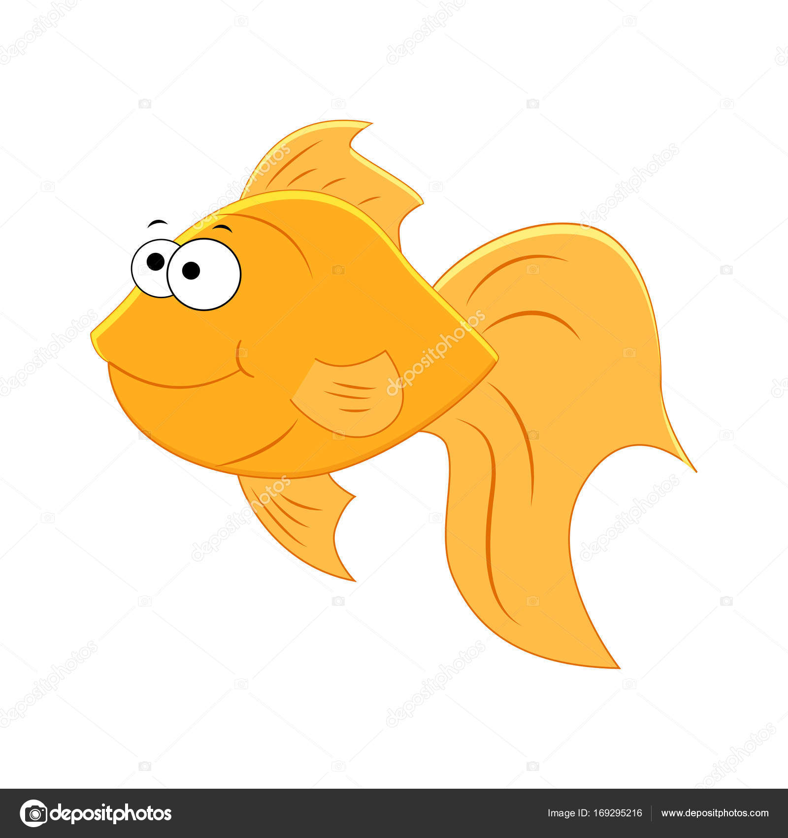 Or De Dessin Animé Mignon Poisson Isolé Sur Fond Blanc. — Image destiné Poisson Dessins 