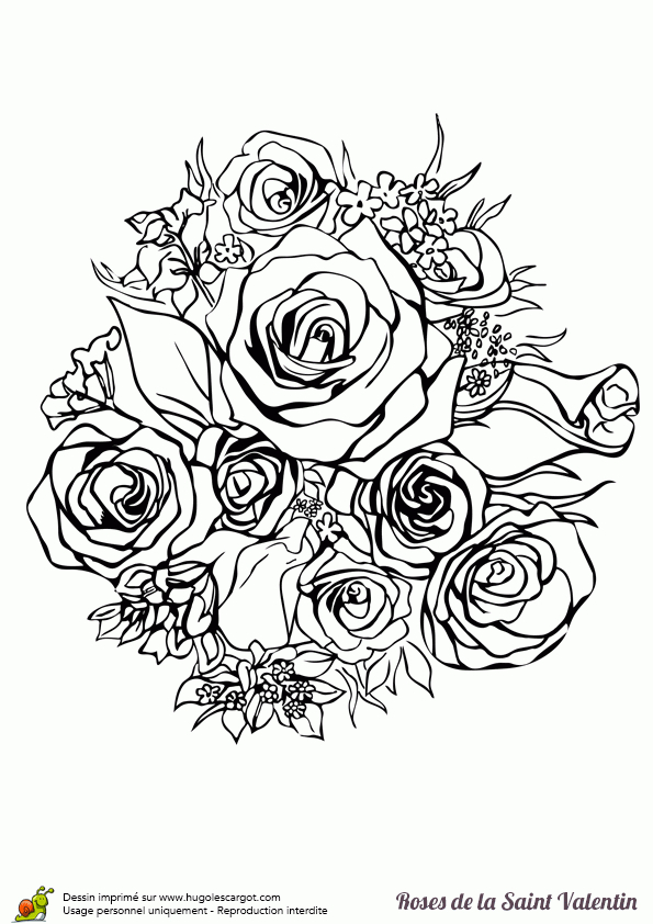 , Page 155 Sur 188 Sur Hugolescargot  Bouquet De Roses, Coloriage tout Dessins De Bouquets De Fleurs À Imprimer