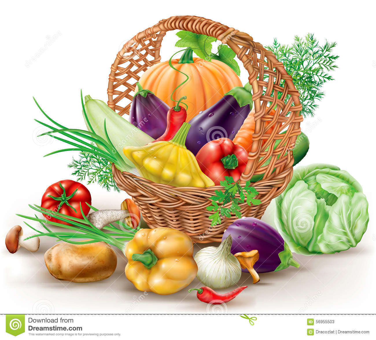 Panier Avec Des Légumes Illustration De Vecteur. Illustration Du Oignon concernant Dessin Panier De Fruits 