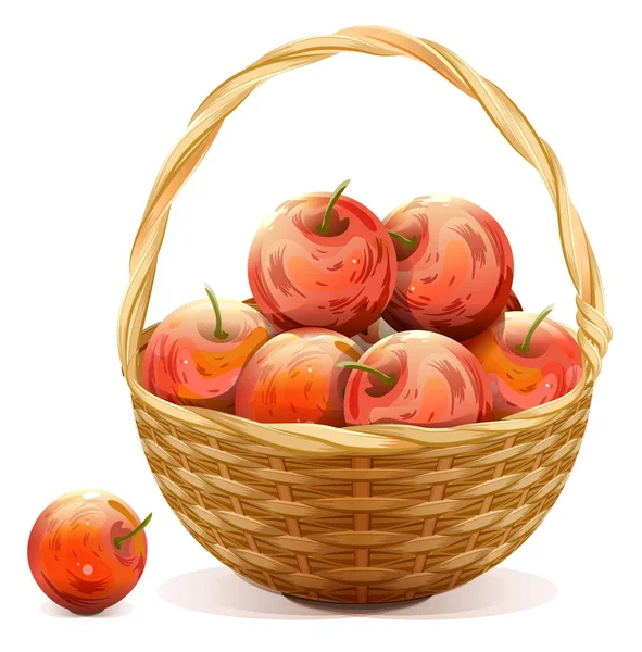 Panier Avec Icône De Pommes, Style Dessin Animé — Image Vectorielle avec Panier De Fruits Dessin 