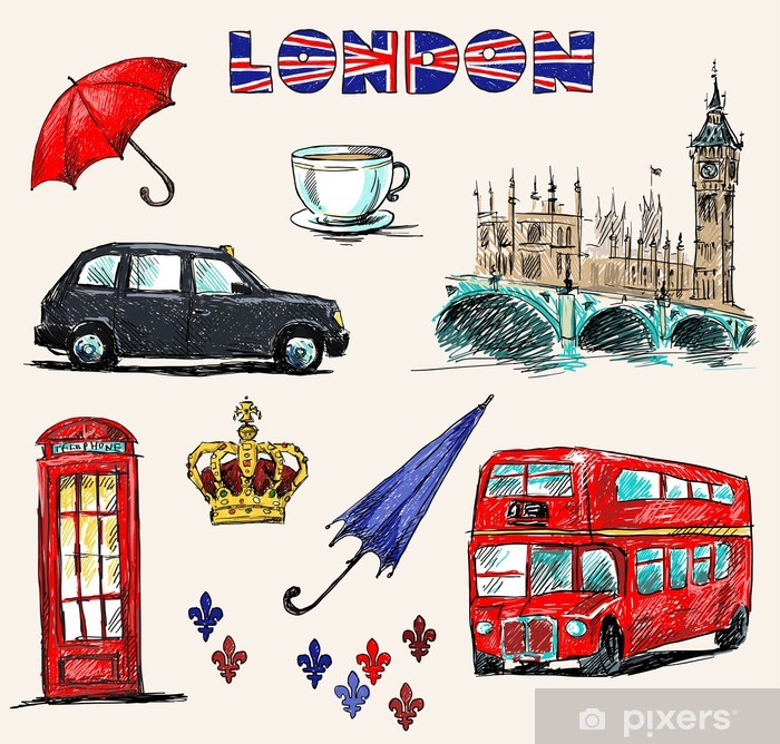 Papier Peint Des Symboles De Londres. Ensemble De Dessins. • Pixers avec Coloriage De Londres A Imprimer 