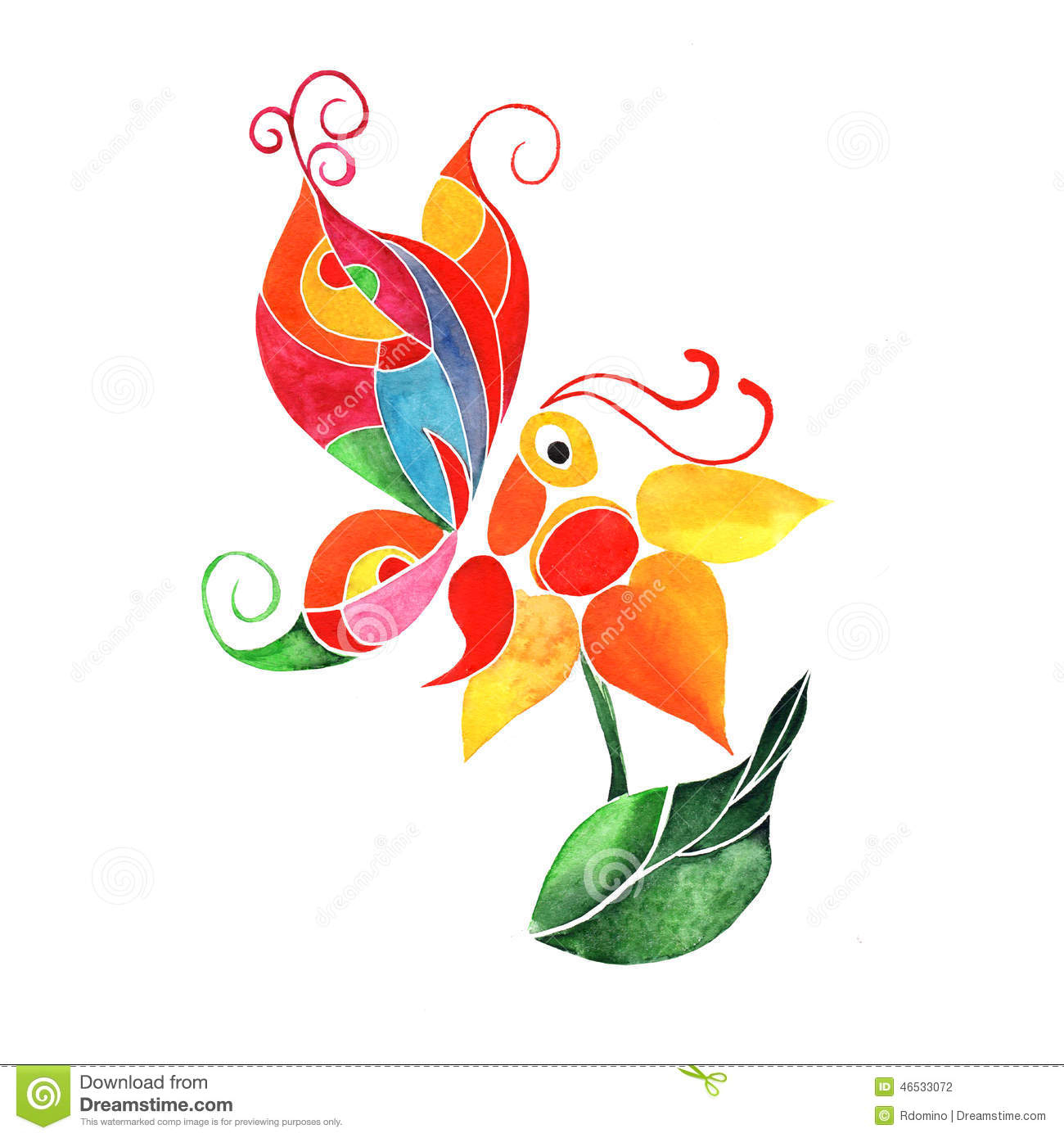 Papillon Abstrait D&amp;#039;Aquarelle Sur Une Fleur, Illustration De Vecteur intérieur Dessin De Papillon Sur Une Fleur 