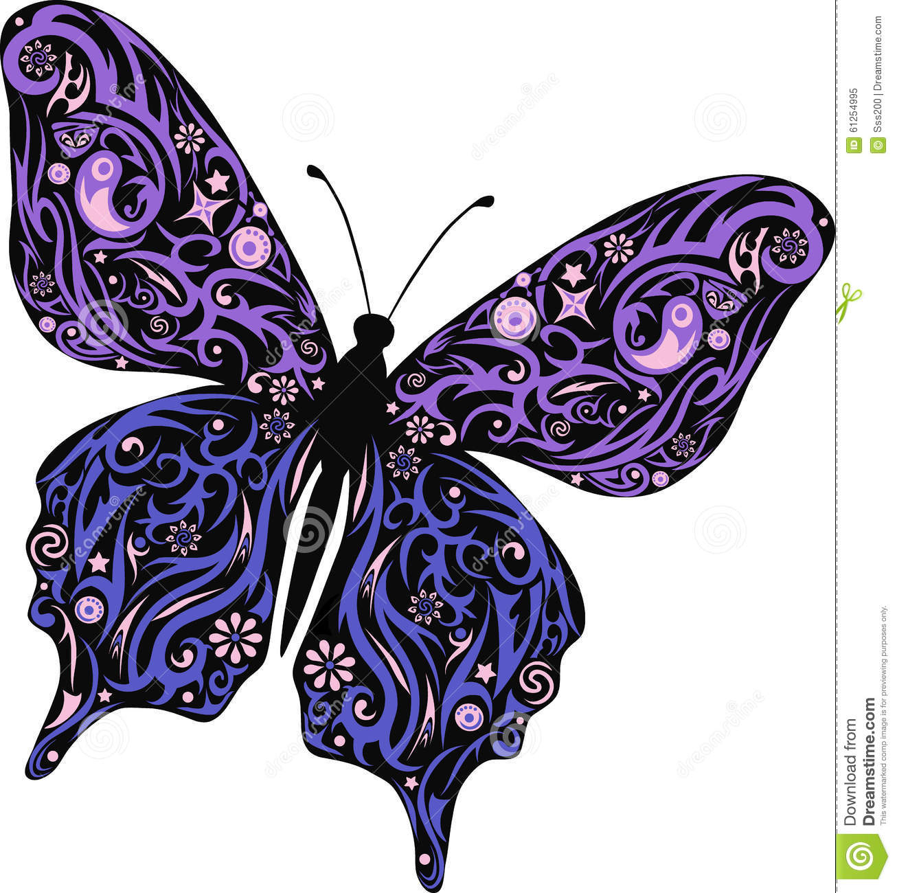 Papillon Avec Un Modèle Des Lignes Et Fleurs, Une Mite Avec La encequiconcerne Dessin De Papillon Sur Une Fleur 