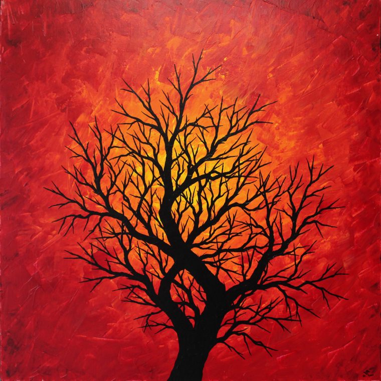 Peinture Silhouette D'Arbre Chaleureux serapportantà Dessin D Arbre En Couleur