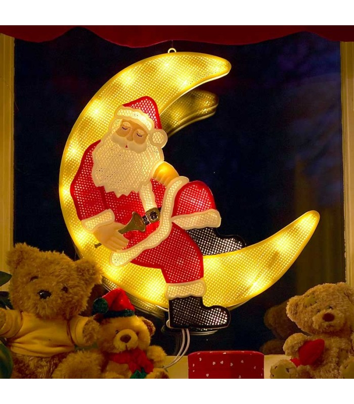 Pere Noel Lumineux Sur La Lune  Pere Noel Decoration intérieur Père Noël Père Noël Père Noël 