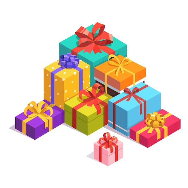 Pile De Boîtes À Cadeaux Et Cadeaux Colorés  Vecteur Gratuite tout Dessin De Cadeaux 