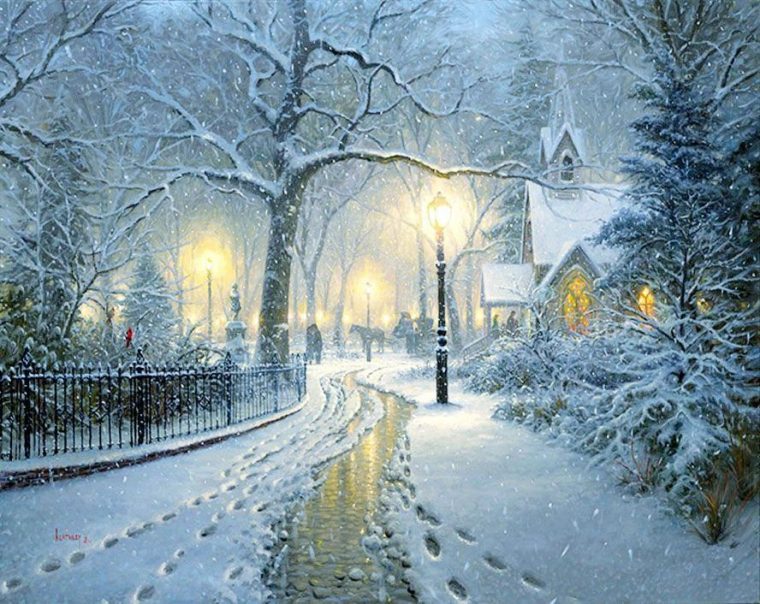 Pin By Kiki Noël 🎄 On Christmas Noël  Winter Pictures, Thomas Kinkade concernant Dessin Paysage Noel