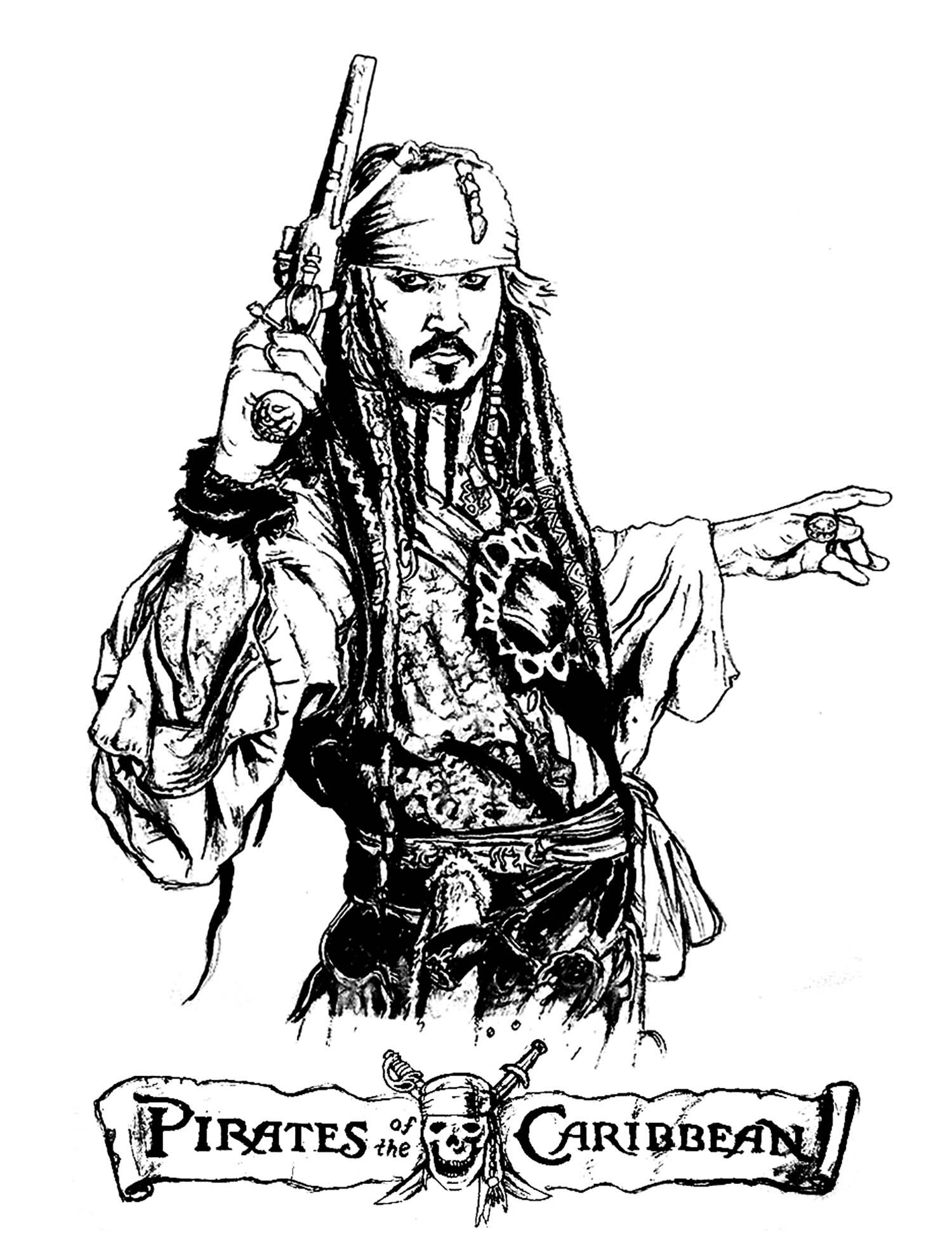 Pirates Des Caraibes - Films Célèbres - Coloriages Difficiles Pour Adultes avec Pirate Dessin 