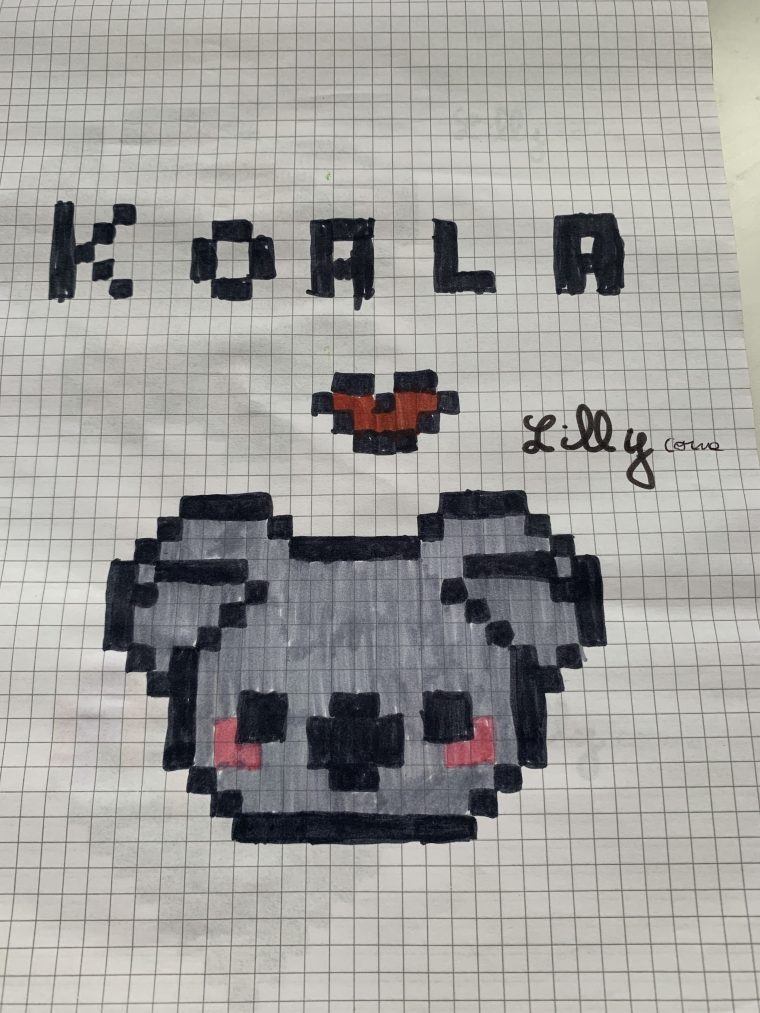 Pixel Art Koala  Легкие Рисунки, Художественные Журналы, Рисунки encequiconcerne Modele Dessin Facile