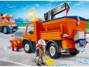 Playmobil City Action 4046 Pas Cher - Chauffeur Avec Camion Chasse-Neige tout Tractopelle Playmobil