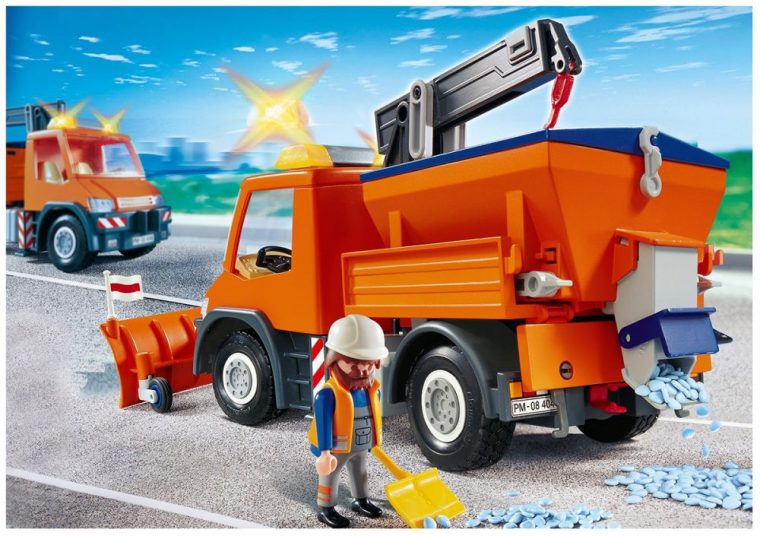 Playmobil City Action 4046 Pas Cher – Chauffeur Avec Camion Chasse-Neige tout Tractopelle Playmobil