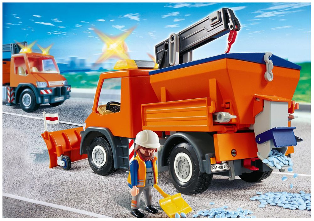 Playmobil City Action 4046 Pas Cher - Chauffeur Avec Camion Chasse-Neige tout Tractopelle Playmobil 