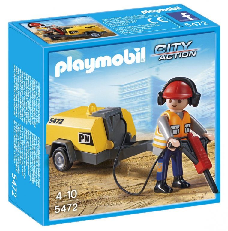 Playmobil City Action 5472 Construction Worker With Jack Hammer: Amazon avec Tractopelle Playmobil