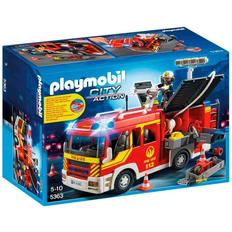 Playmobil City Action Camión De Bomberos Con Luces Y Sonido - 5363 dedans Playmobile Camion De Pompier 