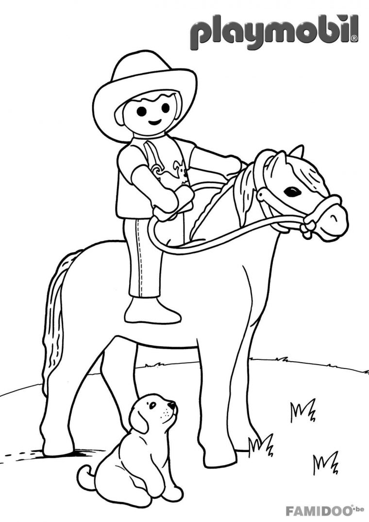 Playmobil Cowboy Ausmalbilder  Aglhk à Coloriage Cowboy