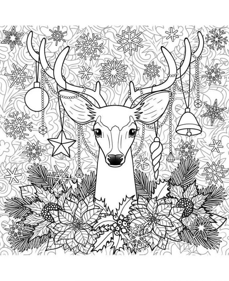 Poster Géant À Colorier Noel, Coloriage Géant Noel, Tête De Cerf avec Dessin A Colorier De Noel